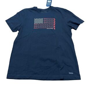 Men’s Life is Good American Flag Golf T-shirt NWT